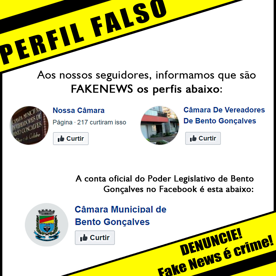 Câmara alerta sobre perfis fakes utilizando o nome da instituição